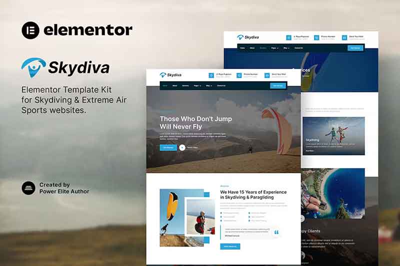 Skydiva Skydiving Extreme Air Sports Elementor Template Kit