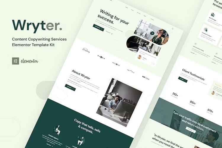 Wryter Content Copywriting Services Elementor Template Kit