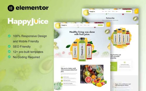 HappyJuice Juice Fresh Drink Elementor Pro Template Kit
