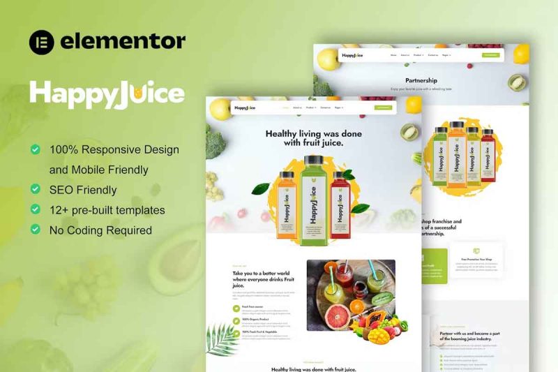 HappyJuice Juice Fresh Drink Elementor Pro Template Kit