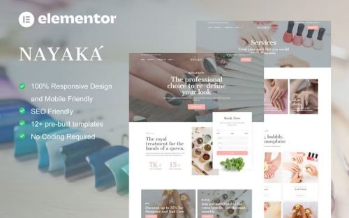 Nayaka Nail Salon Beauty Care Elementor Template Kit